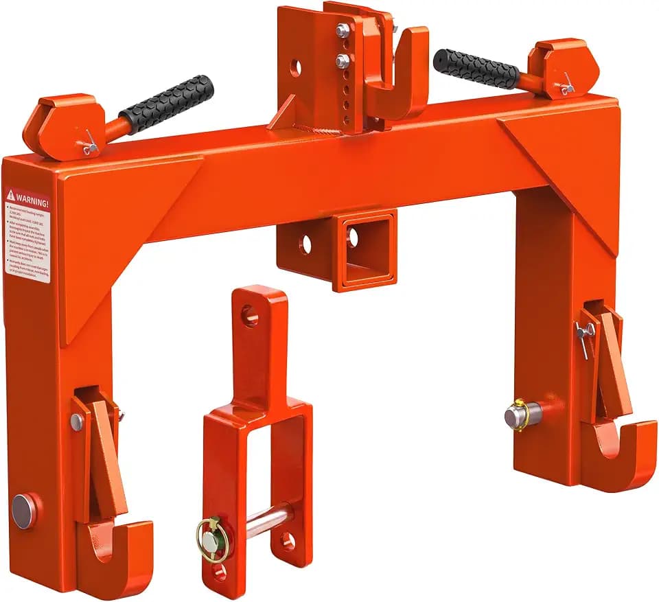 YITAMOTOR 3 Point Quick Hitch with Upgrade Versatile Adapter & 2" Receiver for Category 1 Tractors, 3000 lbs 3-Pt Trailer Hitch Attachment with 5 Level Adjustable Bolt (Orange)