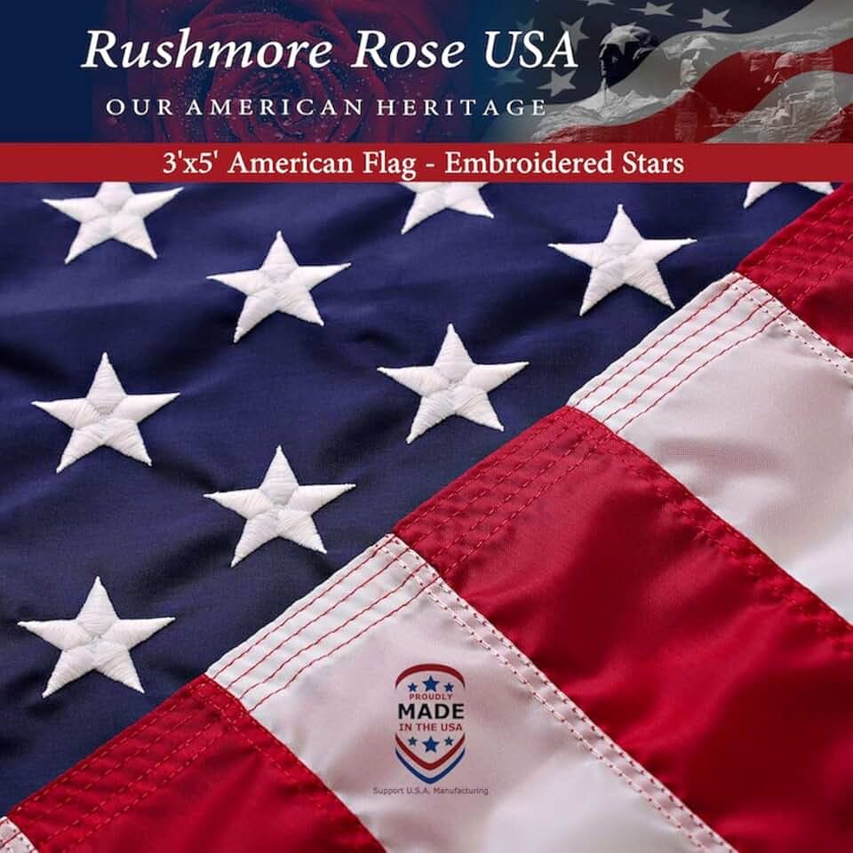 American Flags for Outside 3X5 (Pack of 10) -American Flag made in USA with Embroidered Stars and Sewn Stripes US Flag 3x5 Heavy Duty Outdoor Made in USA for High Wind- All Weather Flags