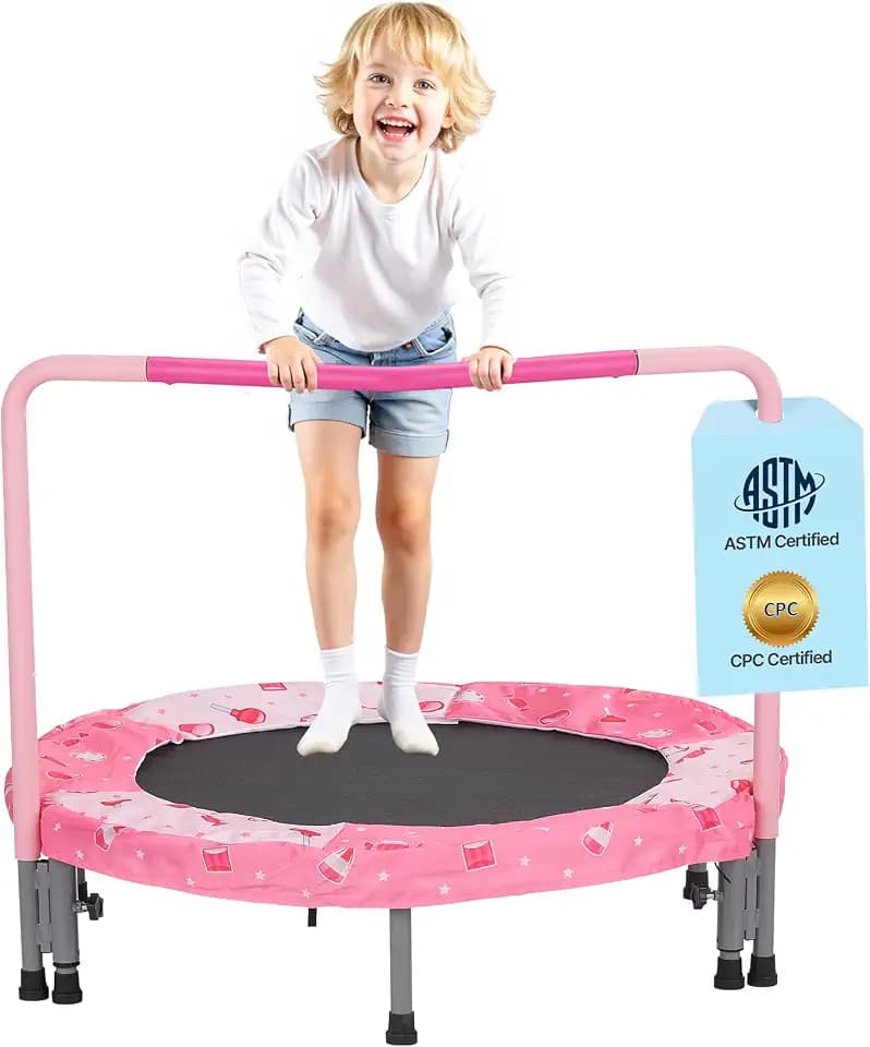 VEVOR 36"/55"/60" Trampoline for Kids with Enclosure Net & Safety Pad Adjustable Gymnastics Bar & Toys with ASTM CPC Certified Indoor/Outdoor Trampoline for Kids Age 3-12 + Birthday Gift