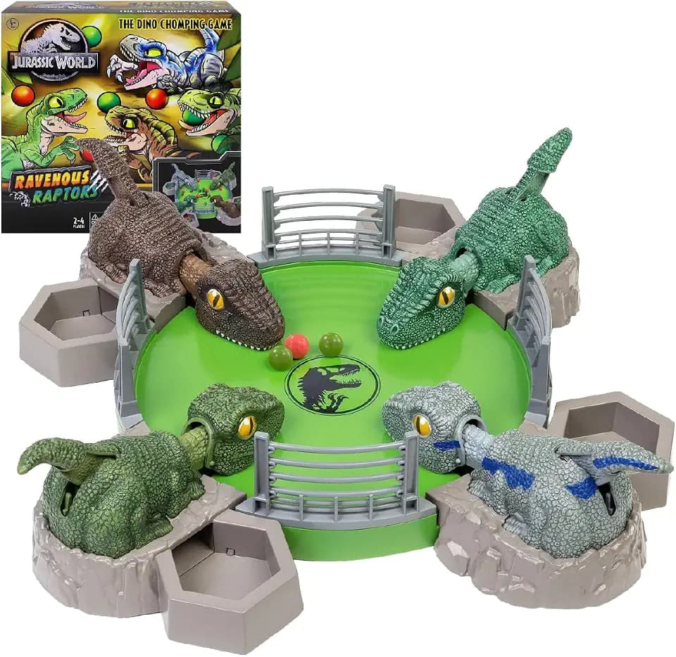 Jurassic World Ravenous Raptors Dinosaur Toys, Interactive Hungry Dinosaur Board Game W/Snack Balls, Board Games for Kids & Family, Fun Indoor & Outdoor Games, Ages 4+, Birthday Gift for Boys & Girls