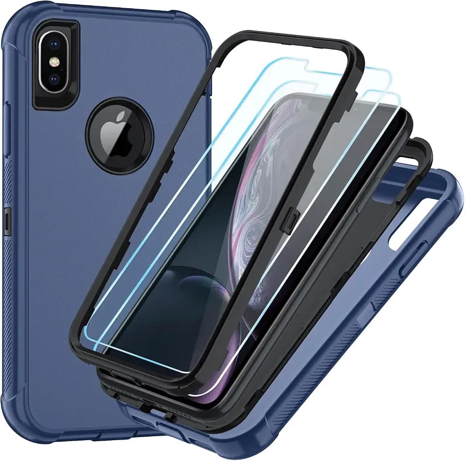 SunStory 3 in 1 for iPhone Xs Max Case with Screen Protector Blue