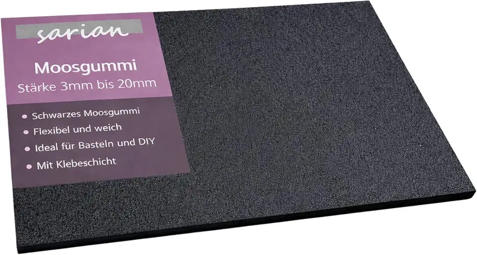 Moosgummiplatte 200mm x 300mm (20cmx30cm) selbstklebend 3mm 5mm 8mm 10mm stark EPDM Zellkautschuk Moosgummiatte Dichtungsmatte einseitige Klebeschicht Dämmplatte Moosgummiunterlage