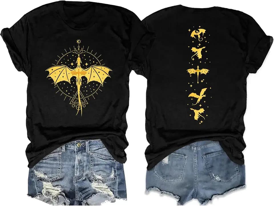 Fourth Wing Shirt for Women Dragon Rider Graphic Short Sleeve Tee Tops
