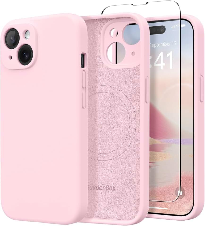 Magnetic for iPhone 15 Case Silicone Chalk Pink