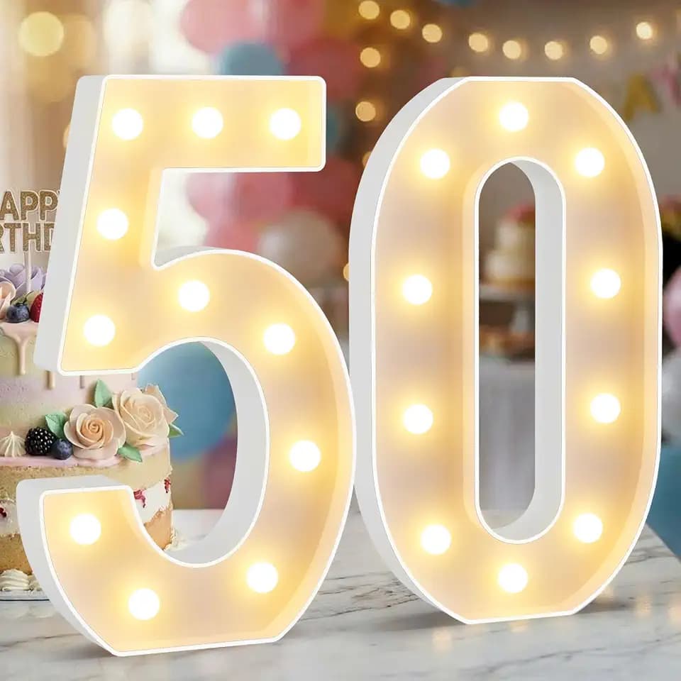 12.6 Inch Marquee Light Up Numbers 50 for Party Decorations