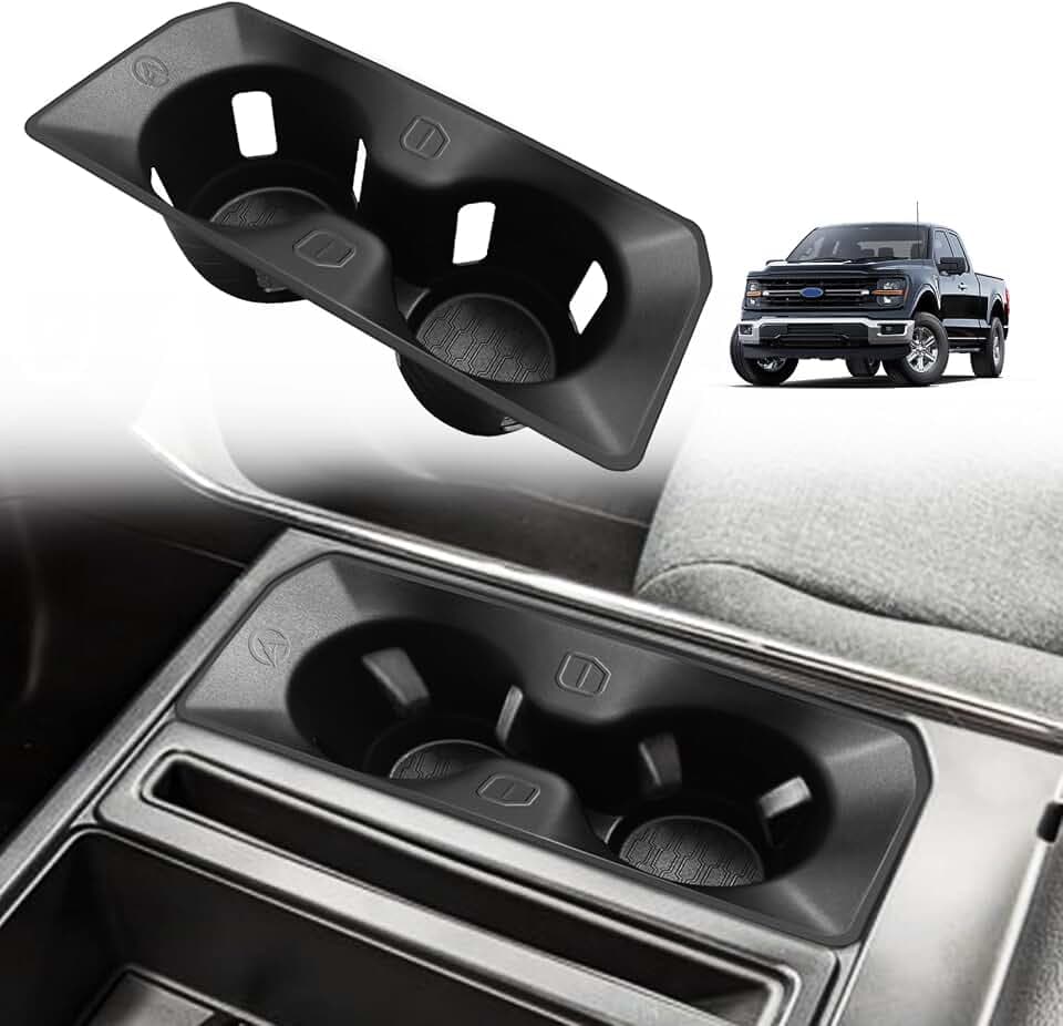 Muslogy Cup Holder Inserts for 2021-2026 Ford F150 (Bucket Seat Only)