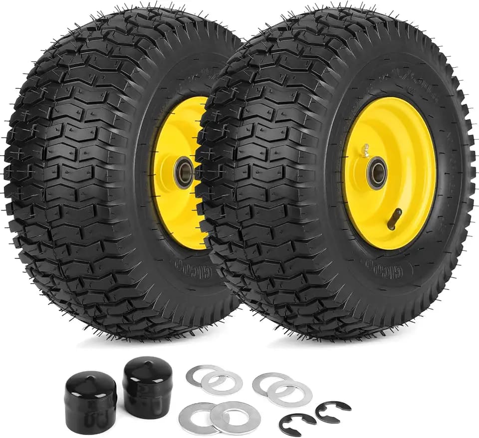 GICOOL 15x6.00-6 Lawn Mower Front Tire Wheel, for Riding Mower Tractor, 2PK