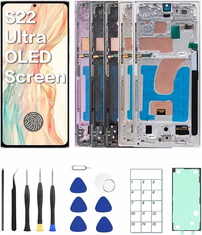 EU Version OLED Screen for Galaxy S22 Ultra 5G LCD with Frame Fingerprint