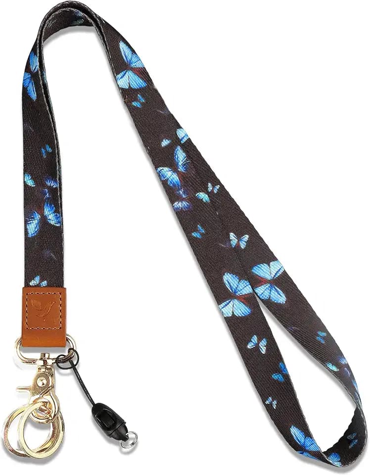 Yiflin Cool Neck Lanyard, Cute Keychain Holder for Women Men, Comfortable Long Strap with 2 Rings