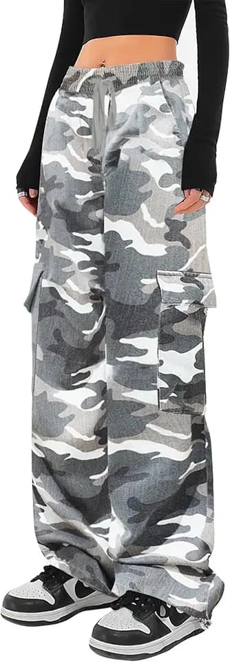 SESERAGI Cargo Pants Women Baggy Streetwear Y2K Drawstring Wide Leg Pants