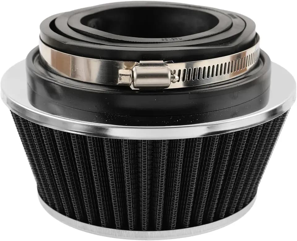 AUTOKAY Universal Clamp-On Air Filter Round Reverse Tapered Washable Filter 3 in/3.5 in/4 in Flange ID, 2.625 in (67 mm) Height, 6 in (152 mm) Base, 4.75 in Top, SPE-8161, Black