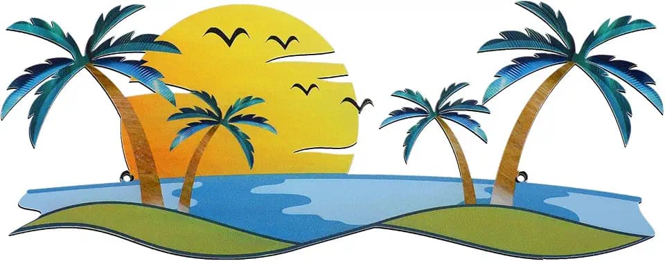 Shimeyao Palm Trees Metal Wall Art Outdoor Tropical Decor,Sunset