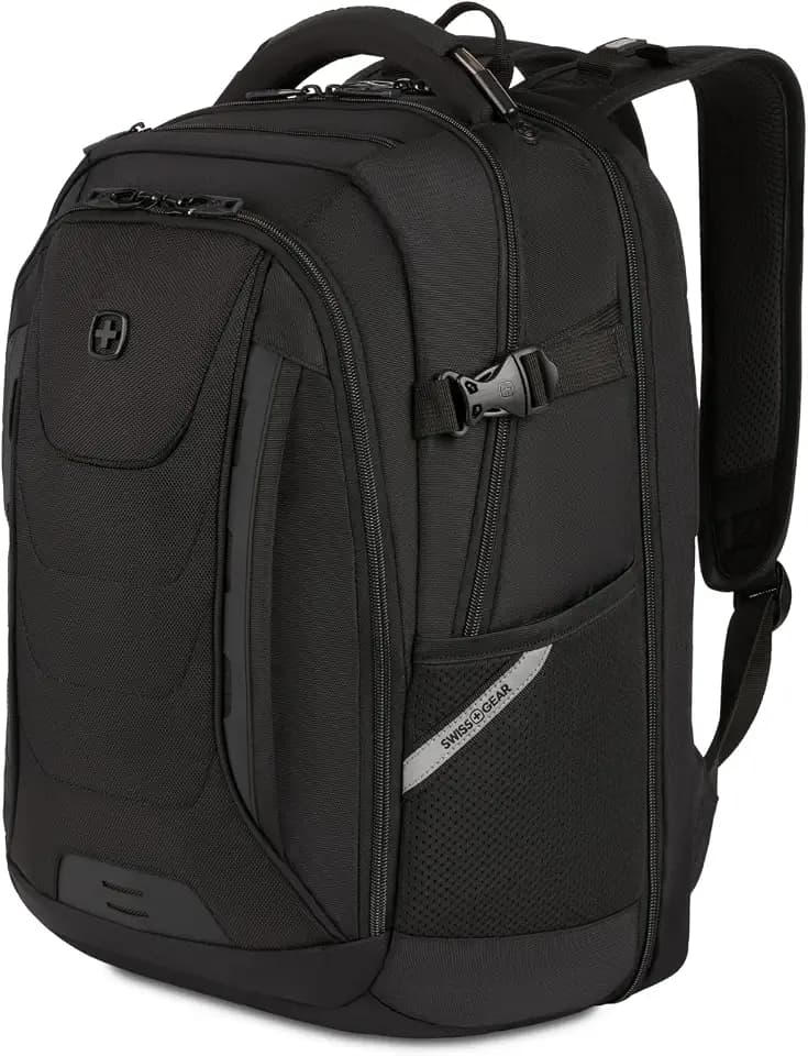 SwissGear Travel Tech Pro Laptop Backpack – Fits Laptops up to 16” – ScanSmart TSA-Friendly Backpack with Multiple Organizer Pockets – Black