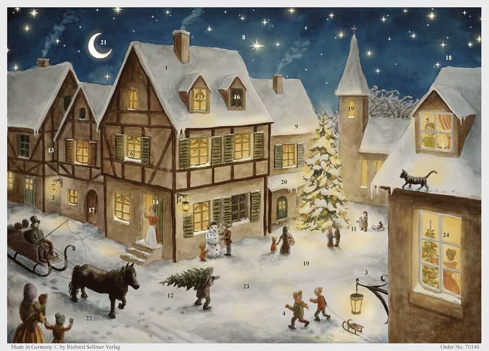 Adventskalender "Weihnachtsabend im Dorf": Papier-Adventskalender