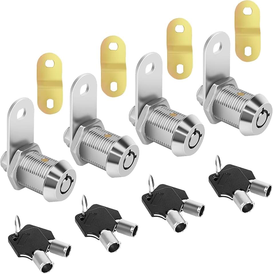 Cam Locks RV Storage Lock Keyed Alike,7/8" Cylinder Fits on 9/16" Max Door Thickness, RV Compartment, Camper, Trailer Replacement Set with 8 Keys, Chrome Finish