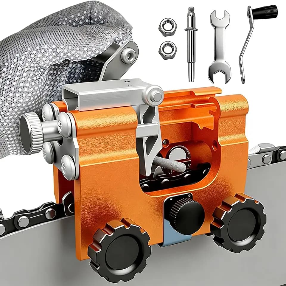 ProfiSaw Chain Sharpener, Portable Hand Cranks Chainsaw Sharpener Kit, Chainsaw Sharpener Chain Sharpener The Precise Universal Sharpener for All Chainsaws| Razor Sharp in Minutes| Orange