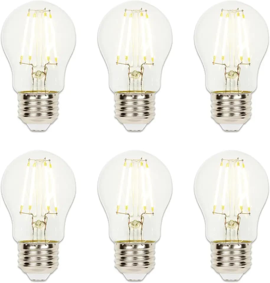 Westinghouse 5316620 4.5 Watt (40 Watt Equivalent) A15 Dimmable Clear Filament LED Light Bulb, Medium Base, 6 Pack