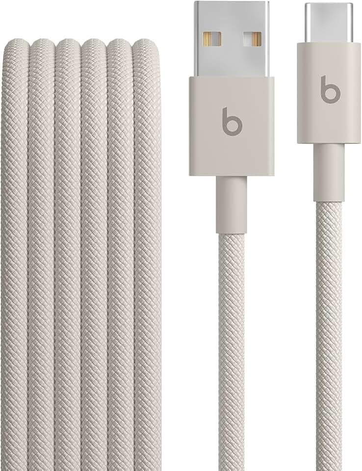 Beats USB-A auf USB-C Gewebtes Kabel, schnelles Laden, langlebiges und verwicklungsfreies Design, Kompatibles Ladegerät für Apple und Android-basierte Produkte (1,5 m) – Power-Schwarz