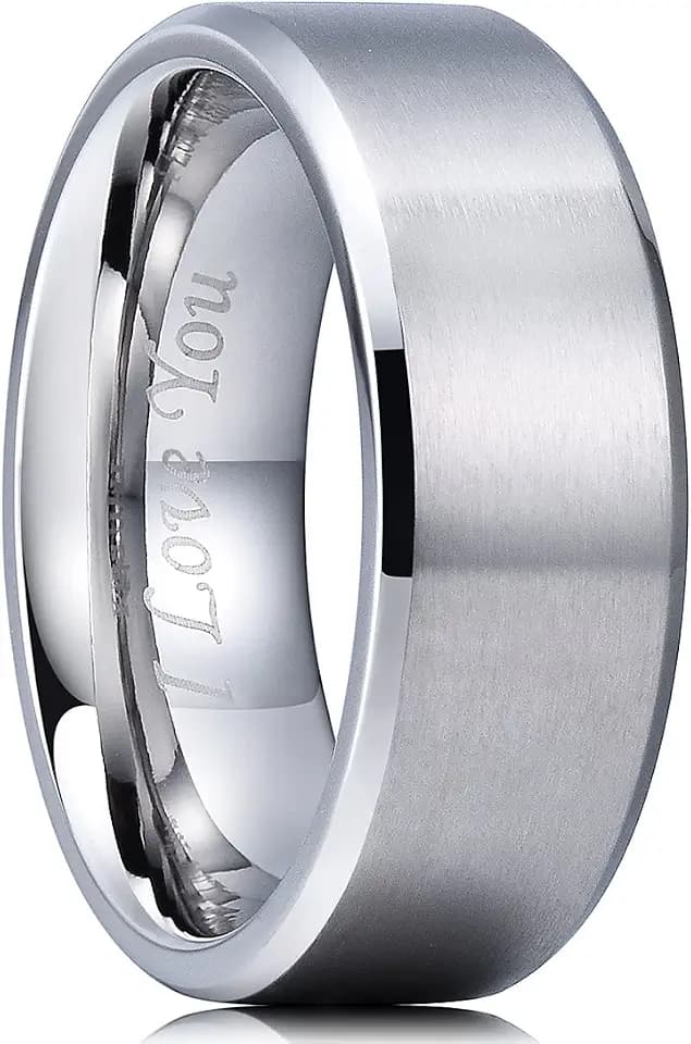 King Will 316L Stainless Steel Wedding Ring for Men Women Laser I Love You