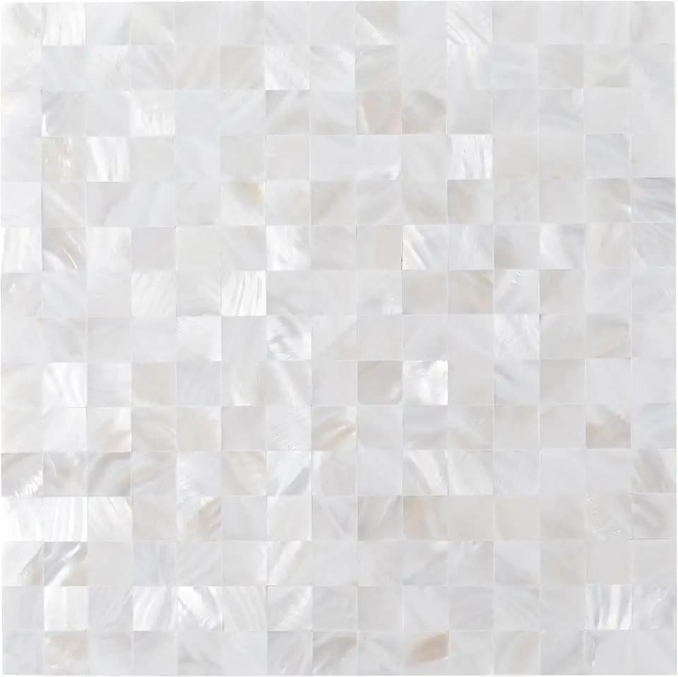 10‑Sheet Natural Pure White Mother of Pearl Peel and Stick Backsplash Tiles