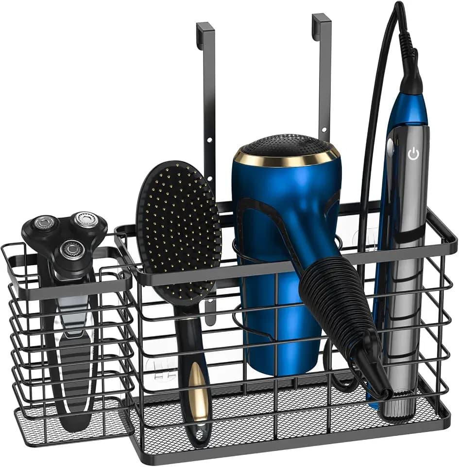 Haar-Werkzeug-Organizer, Trocknerhalter, 3-in-1-Bad-Organizer, Wandmontage/Schranktür für Glätteisen, Lockenstab, Glätter, Pflege- und Styling-Werkzeuge, Aufbewahrungskorb