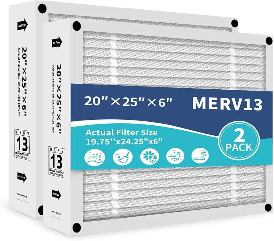 20x25x6 Furnace Filter MERV 13 Compatible with AprilAire 201 Space-Gard 2200 2250, Foldable Actual: 19.75 x 24.25 x 6,2-Pack