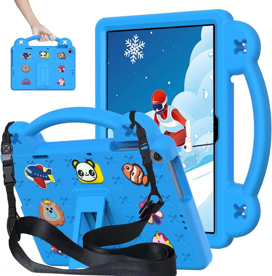 AKABEILA Compatible with Lenovo Tab M10(3rd Gen) 10.1(2022)/Huawei MatePad T 10s 10.1/MatePad T 10 9.7/MatePad SE 10.1(2022)/Honor Pad X8/Pad X8 Lite Tablet Case, Strap for Girl Kid Gift - Sky Blue