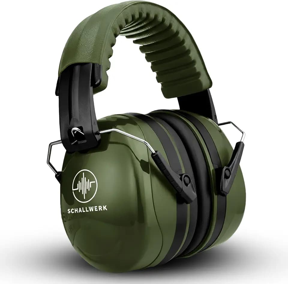 Schallwerk ® Work+ | Arbeit Gehörschutz – Größenverstellbare Hörschutz Ohrenschützer, Hochwertige Lärmschutz Kopfhörer – Kapselgehörschutz für Arbeit und Alltag (Olive Green)