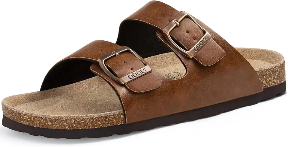 ODOLY Unisex Comfortable Cork Footbed Slide Sandals with Arch Support