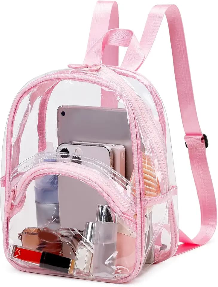 abshoo Clear Bag for Stadium Events Approved Clear Mini Backpack Transparent Bags for Women Concert Festivals Sport Event(Pink)