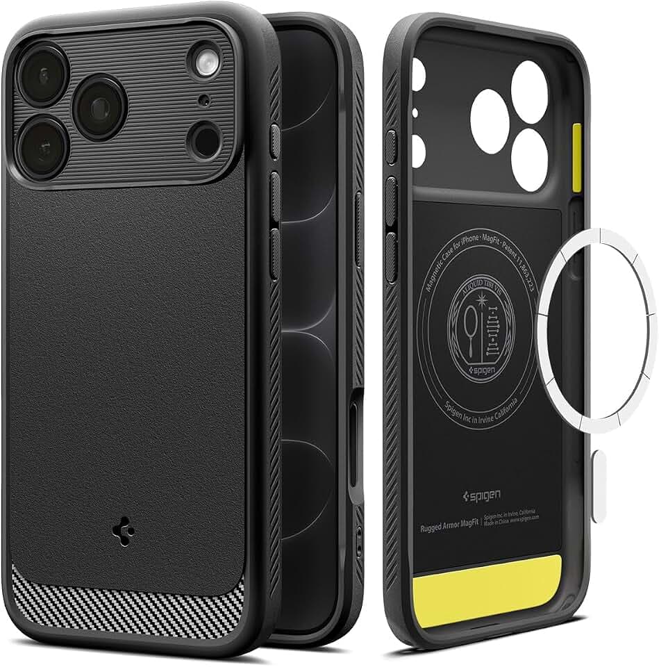 Spigen iPhone 18 Pro / 17 Pro Hülle Rugged Armor MagFit -Black