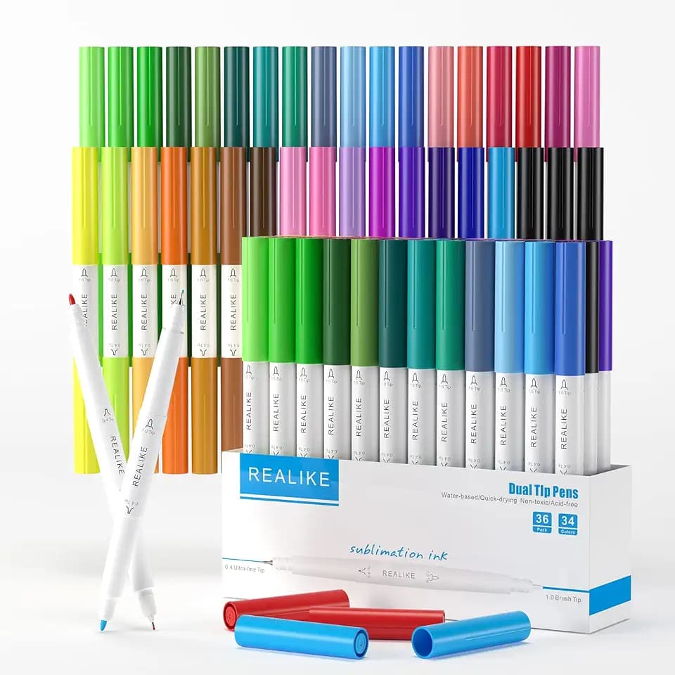 REALIKE Sublimation Infusible Marker Stifte Kompatibel mit Cricut Maker 3/Maker/Explore 3/Air 2/Air Dual Tips 1.0/0.4 Tipps Zeichnung Tinte Wärmeübertragung für Cricut Becher Wärmepresse