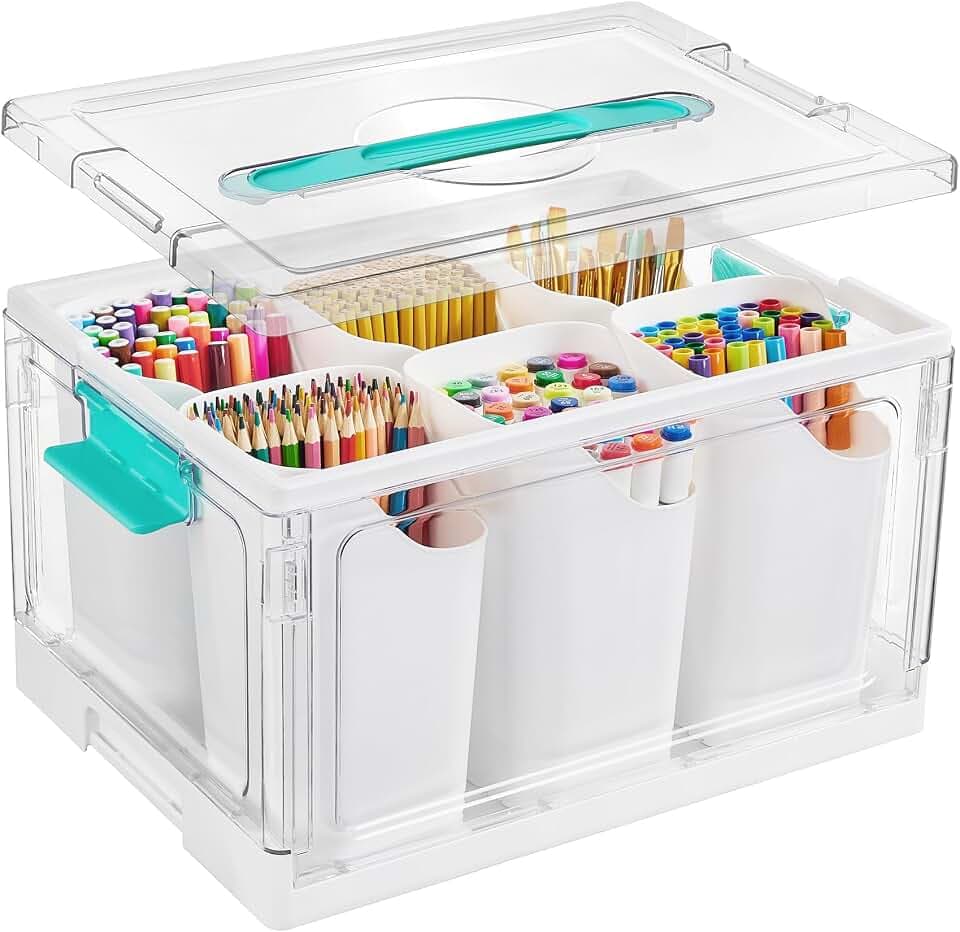 Vtopmart 24 QT Clear Plastic Craft Organizer with Detachable Inserts,1 Pack