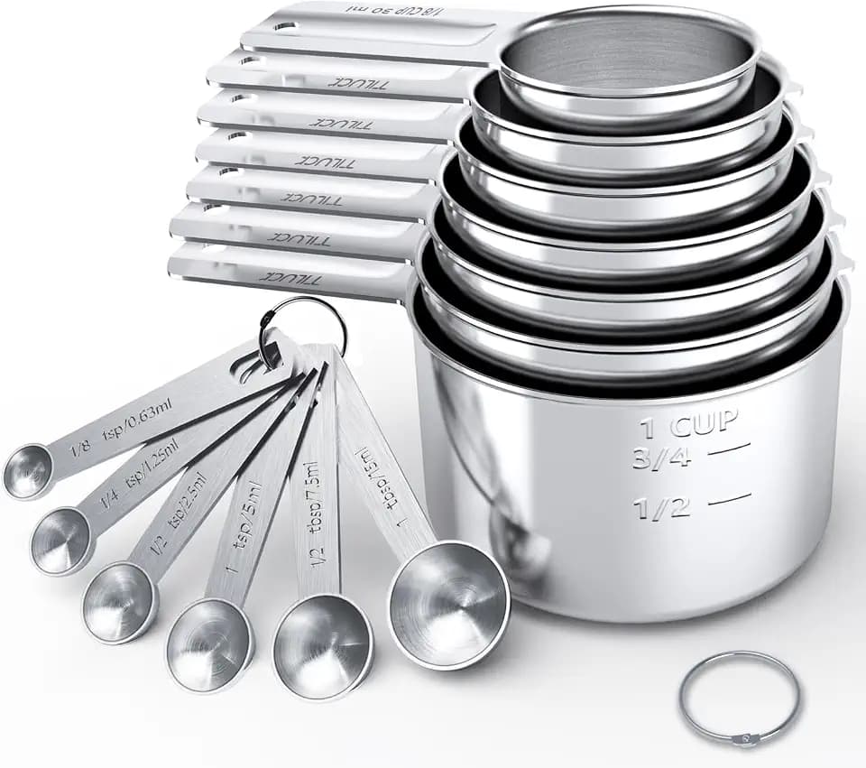 TILUCK Stainless Steel Measuring Cups & Spoons Set,Coffee Scoop Spoon