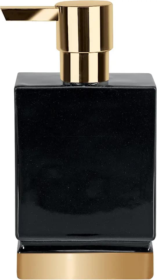 Spirella Seifenspender Roma Flüssigseifen-Spender Porzellan 300ml Schwarz/Gold, Unique