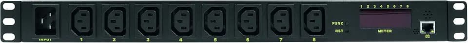 LogiLink Professional PDU8P01 Hochwertige IP "19" Steckdosenleiste 8-fach mit Schalt-, Mess/Warnfunktion, Temperatur und Feuchtigkeitssensor Schwarz
