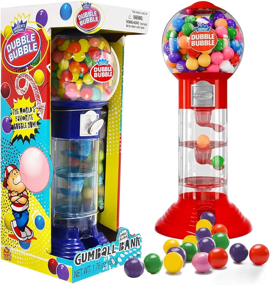 The Dreidel Company Spiral Fun Gumball Bank 10.5" Inches Tall, Assorted