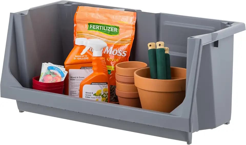 IRIS USA Jumbo Open Front Storage Bin, Gray