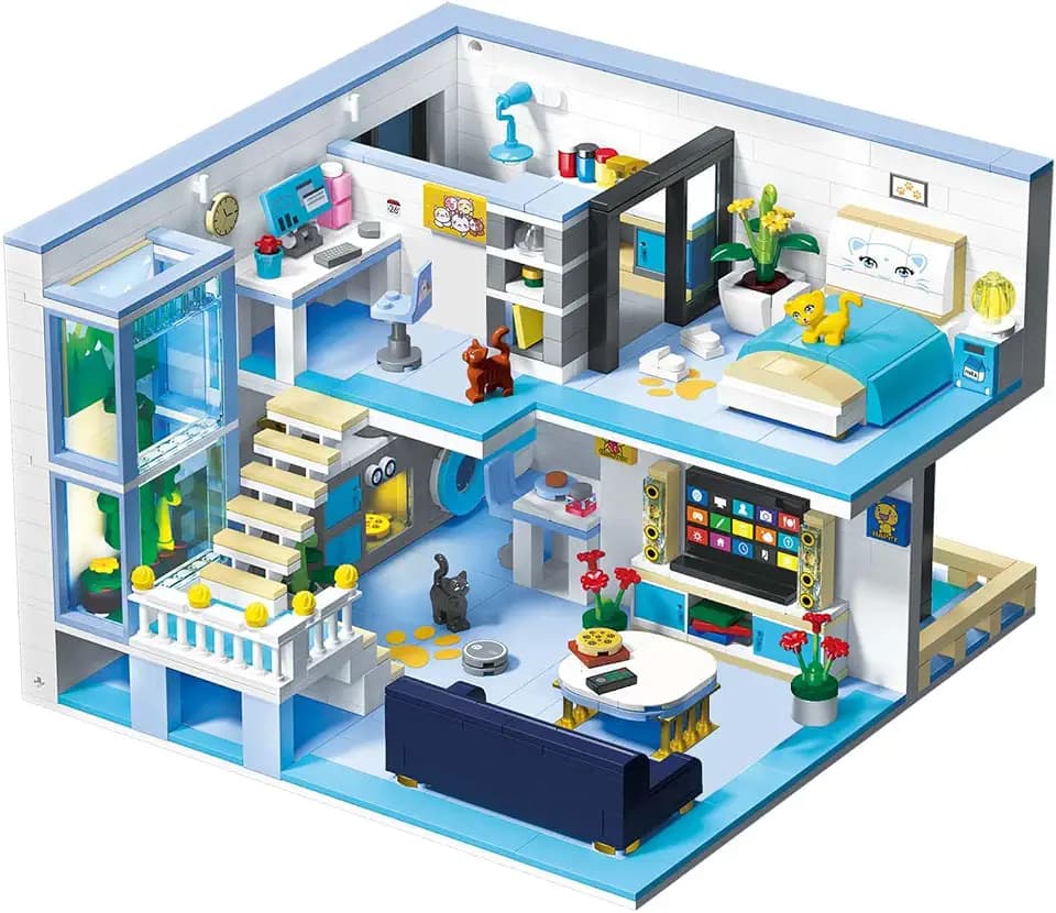 Mini Bricks Blue Friends House Building Block Set 1235 pcs for 12+