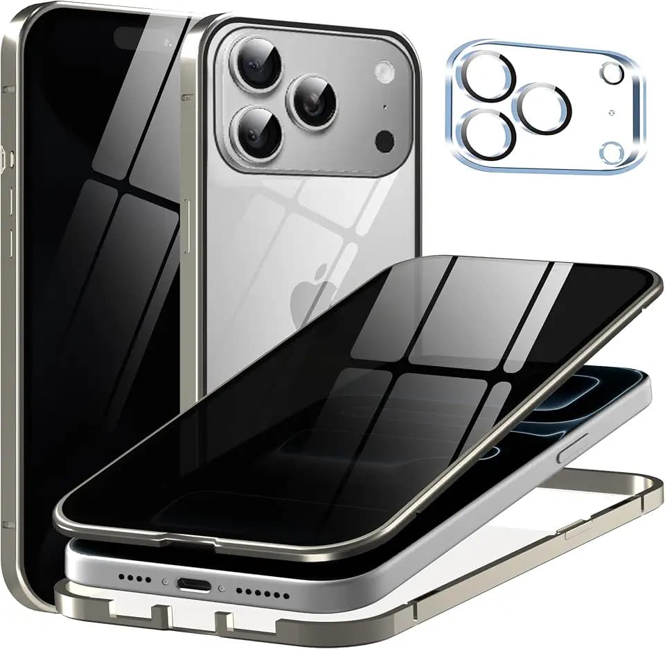 Magnetic Case for iPhone 17 Pro Max Privacy Screen Metal Titanium Frame