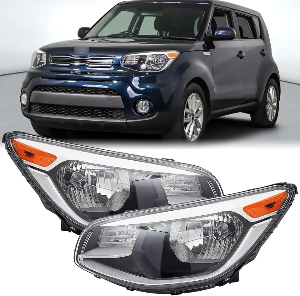 Pair Halogen Headlights Headlamps Assembly for 2014-2019 Kia Soul KI2502167 KI2503167 92101-B2270 92102-B2270 Left&Right Not Come with Bulbs DOT/SAE-Certified