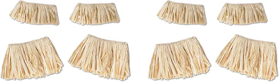 Beistle Raffia Arm & Leg Ties 8 Piece, Assorted Sizes, Natural