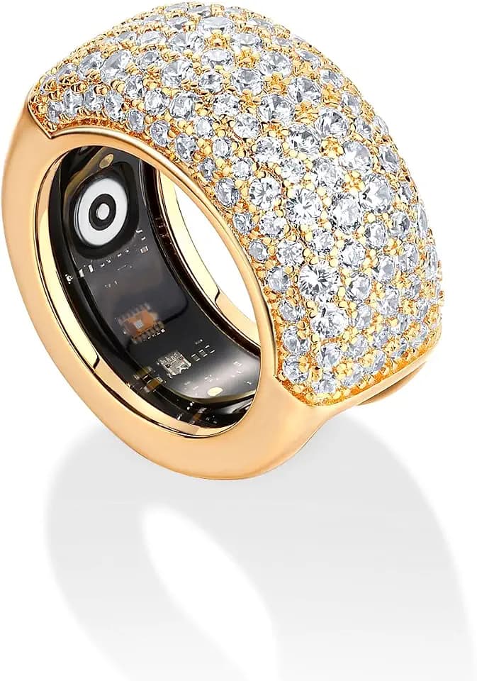 PAVOI 14K Gold Plated Pave Smart Ring Cover Compatible with Oura Ring Gen 4