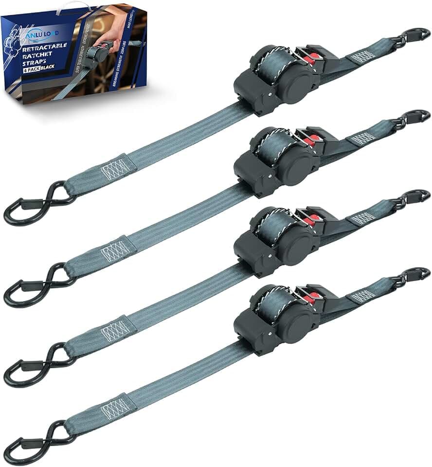 ANLULOAD Retractable Ratchet Strap, 1.5In*13Ft,BS:2204Lbs,4pcs