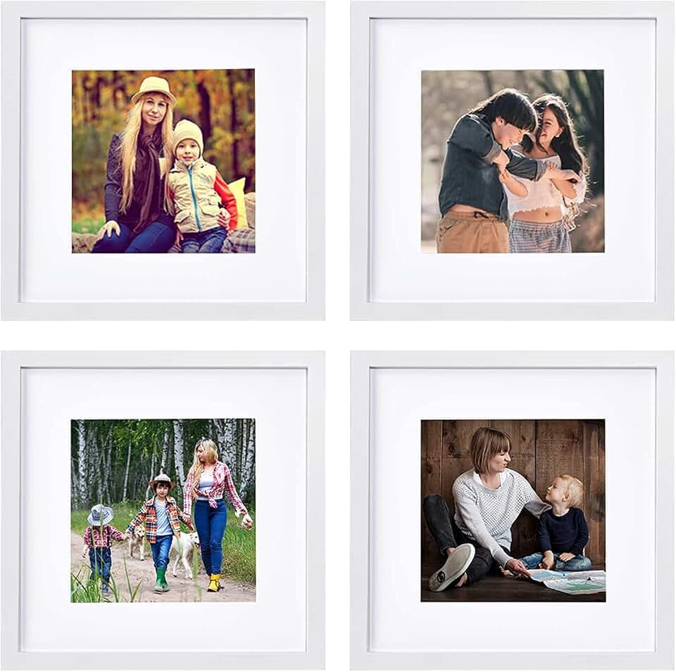 pojah 12x12 White Picture Frame Set of 4,Wall Frames,HD Plexiglass