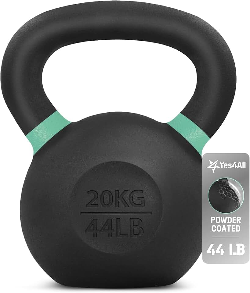 Yes4All 4-32kg Powdercoat Kettlebell aus Gusseisen, Schwunghantel, Kugelgewicht