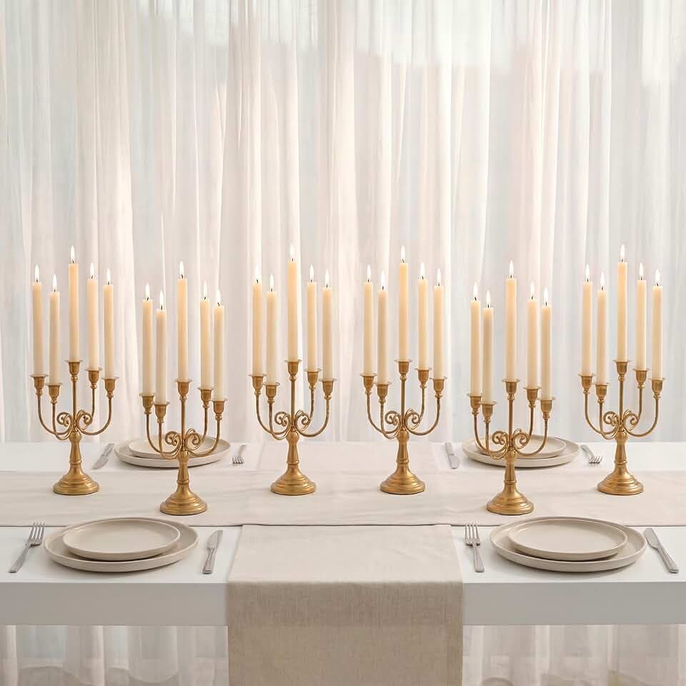 NUPTIO Candlestick Holders for Taper Candles: Gold Vintage Candelabra Bulk