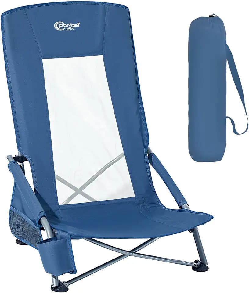 Portal Strandstuhl klappbar mit Hochlehner Campingstuhl faltbar 150KG