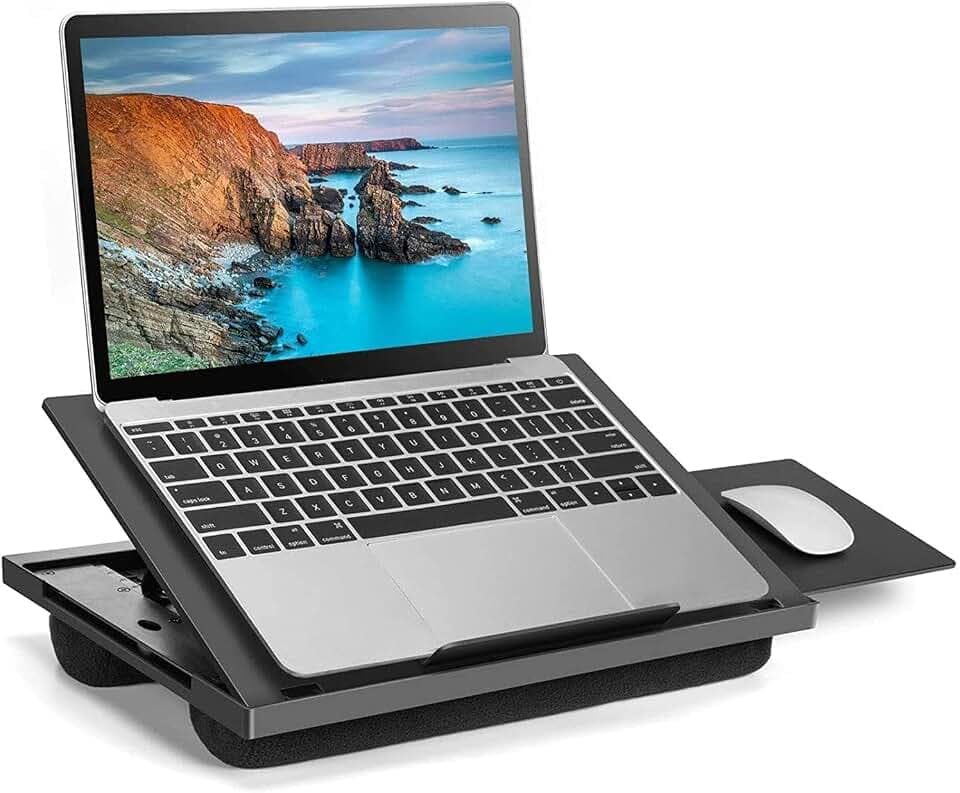 HUANUO Adjustable Lap Desk with 6 Angles – Up to 15.6" Laptop, Black