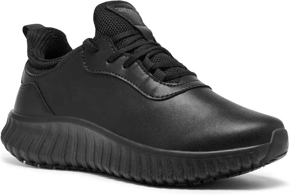 SHULOOK Non Slip Work Shoes for Women Food Service Kitchen Restaurant Black